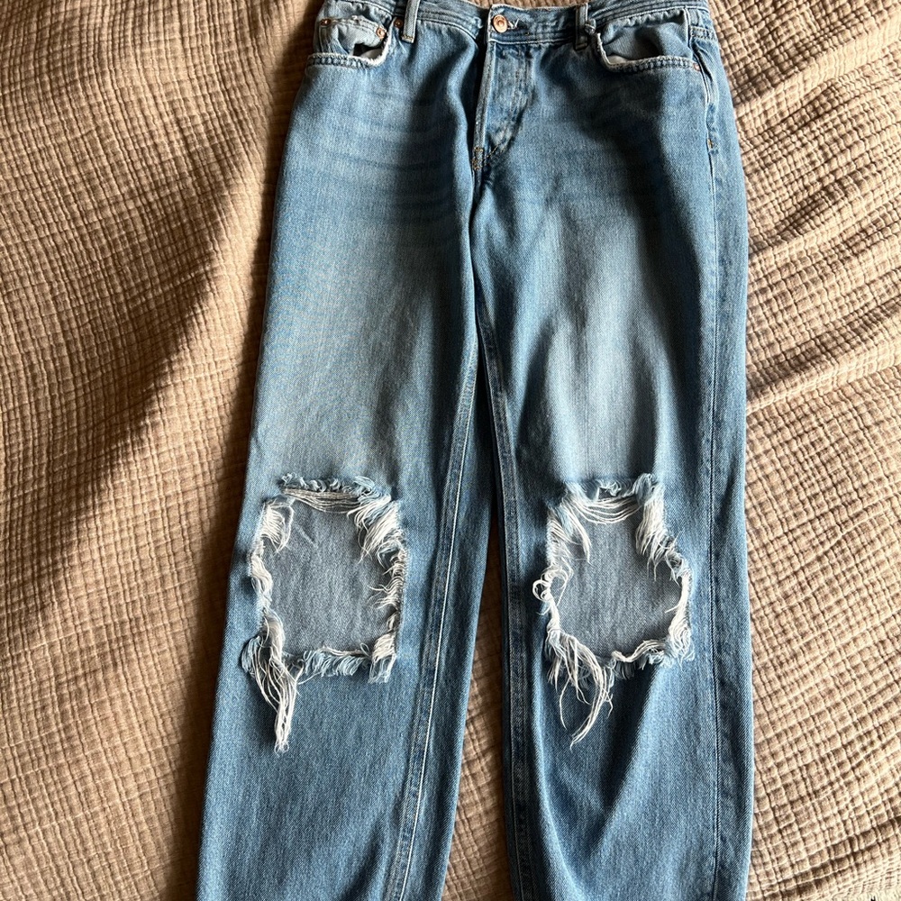 Free People Distressed Blue Jeans